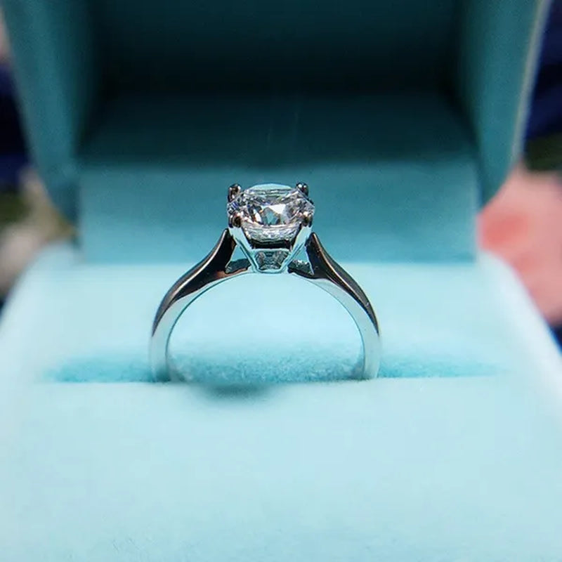 14K White Gold Rings for Women 2.0ct Round Cut Zirconia Diamond Solitaire Ring Wedding Band Engagement Bridal