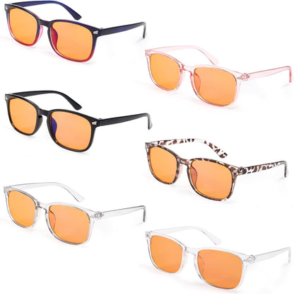6 Pack Blue Light Blocking Glasses for Computer Gaming, Fashion Fake Anti Eye Strain Eyeglasses for Women Men (6 Pack Mix-01)