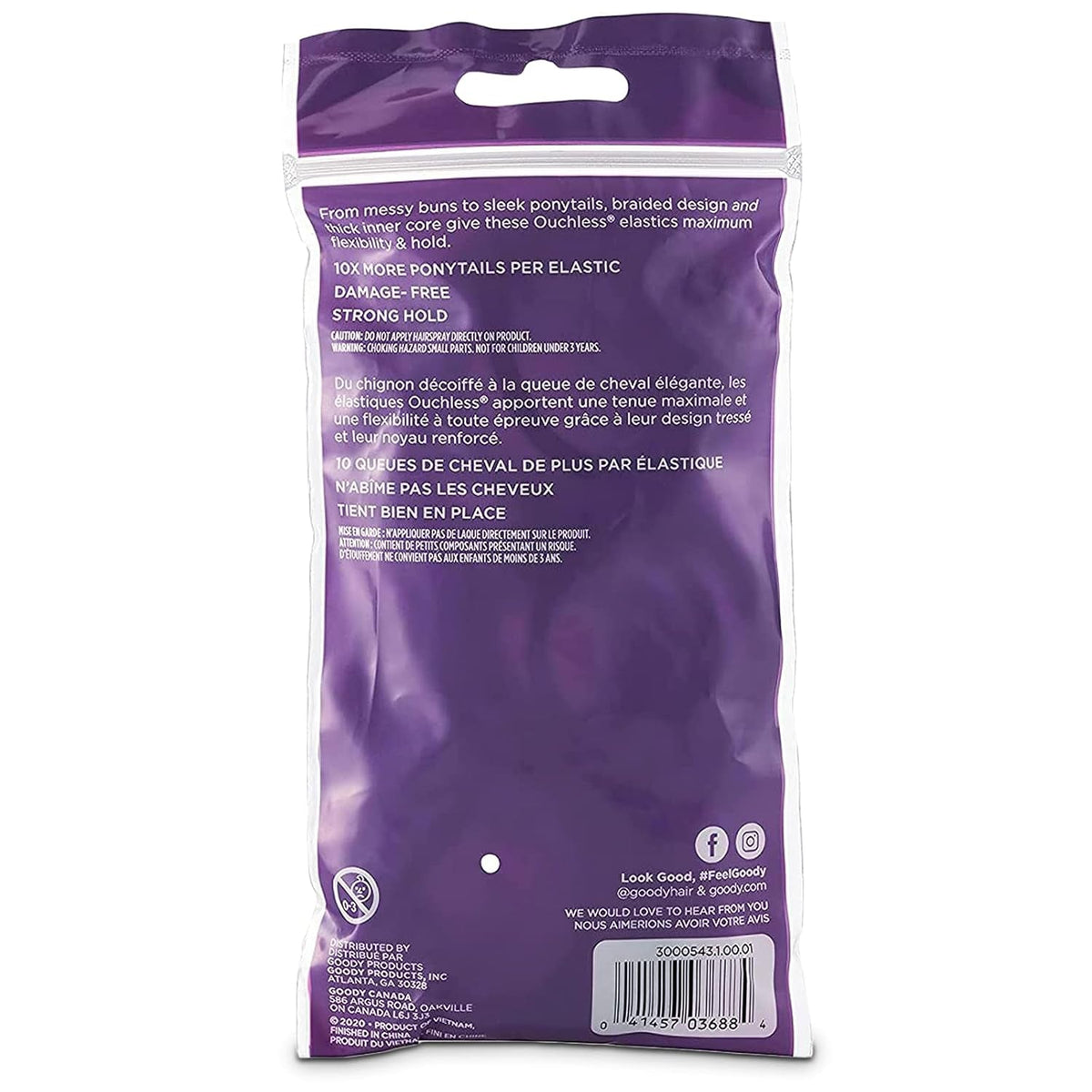 Ouchless Women'S Elastic Hair Ties - 70 Count, Black - 4MM for Medium Hair - Long-Lasting Braids, Ponytails, and More - Pain-Free Hair Accessories