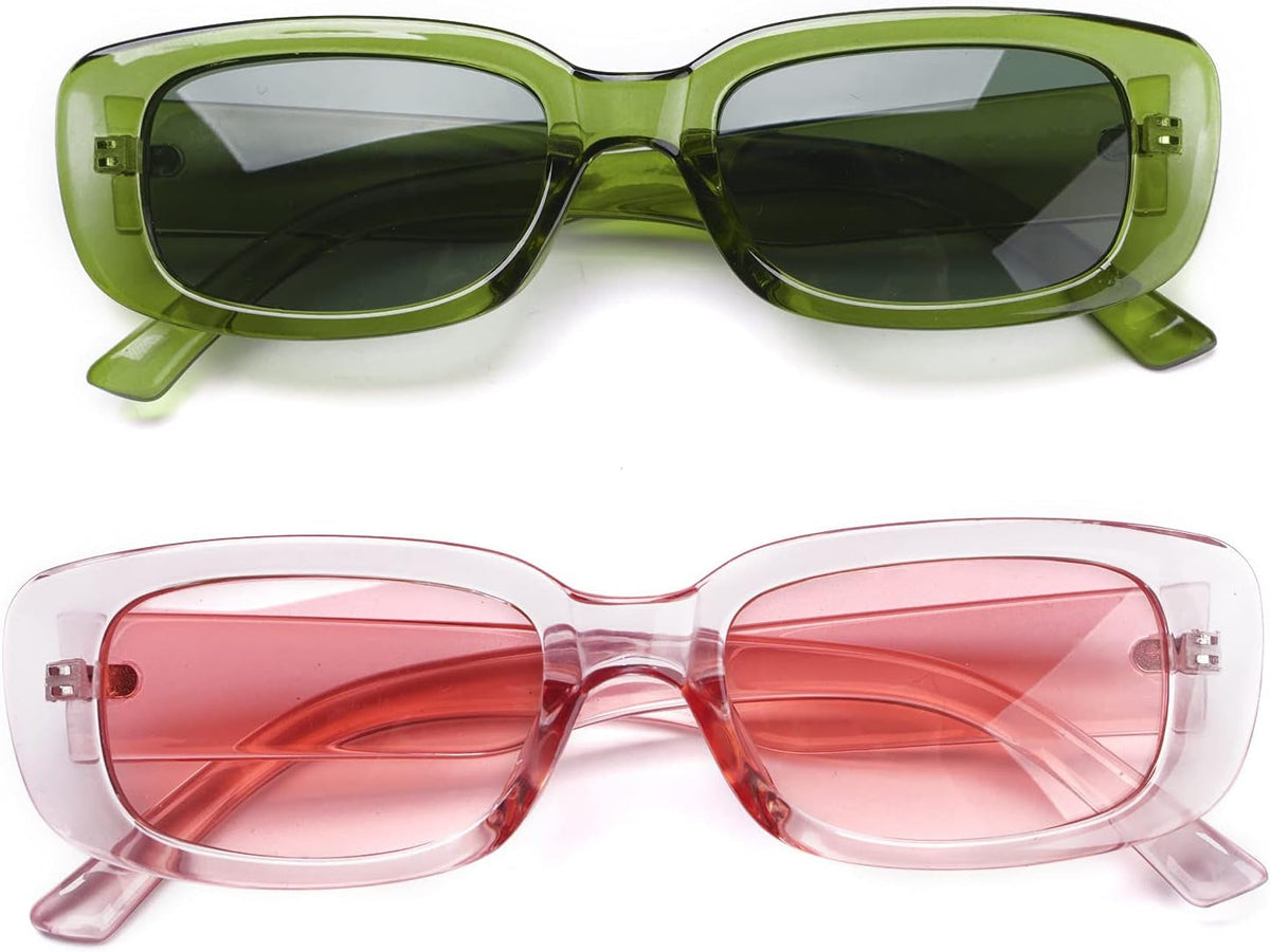 4 Pieces Retro Vintage Sunglasses Small Square Rectangle 90S Glasses Trendy Y2K for Women Aesthetic Accessories