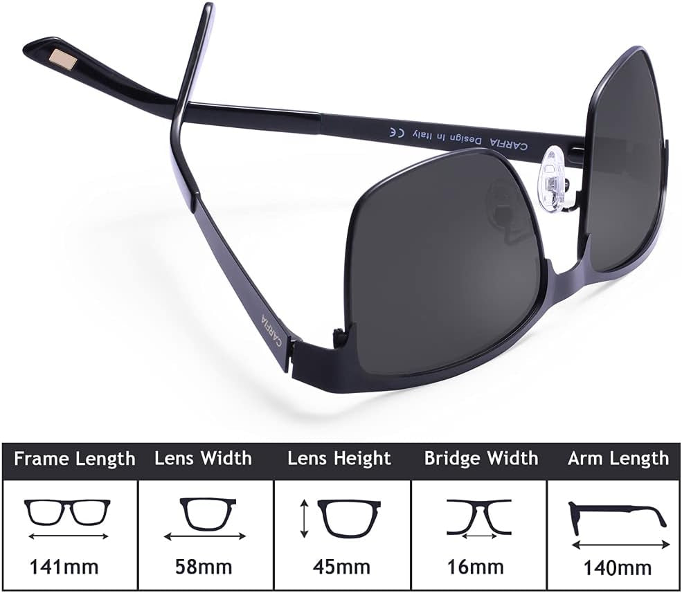 Metal Mens Sunglasses Polarized UV400 Protection for Driving Fishing Hiking Golf Everyday Use CA5225