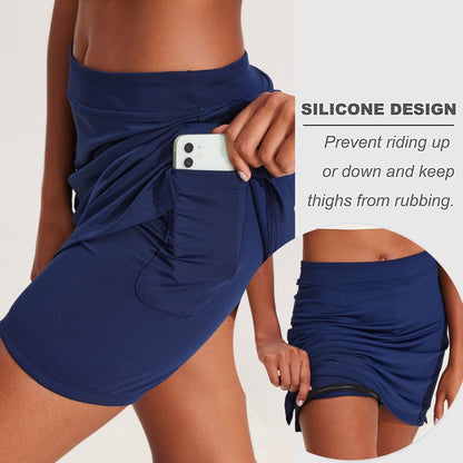 Golf Skirts for Woman with Pockets Silicone Grippers Tennis Skirt Inner Shorts Athletic Pickleball Running Skort