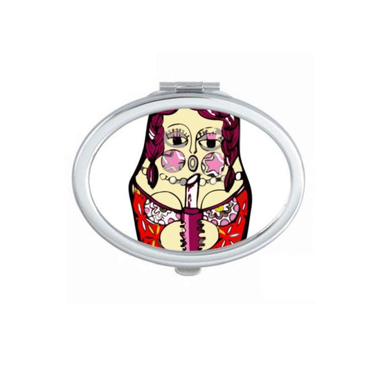 Russia Russian Nesting Dolls Female Mirror Portable Fold Hand Makeup Double Side Glasses
