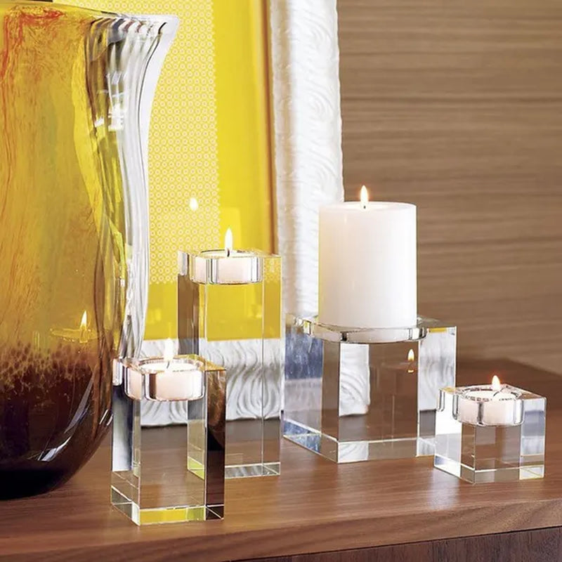 Home Decorations Crystal Candlestick Wedding Glass Candle Holder Table Centerpieces Bar Coffee Shop Decorations