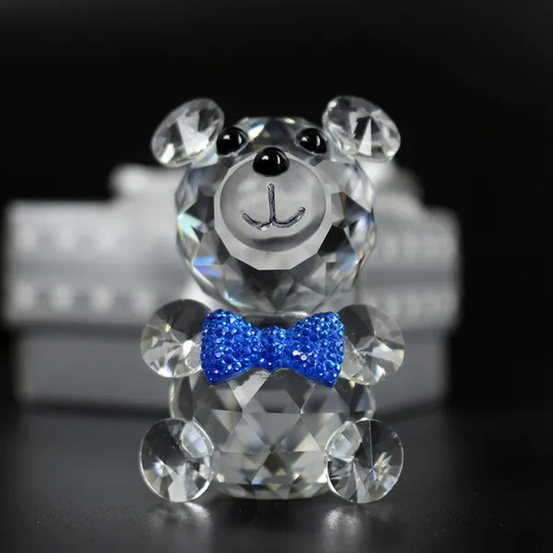 Crystal Cute Bear Figurine Miniatures Glass Decorative Animal Paperweight For House Ornaments Home Decor Kids Gifts