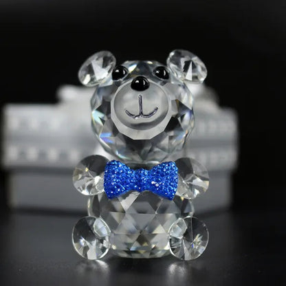 Crystal Cute Bear Figurine Miniatures Glass Decorative Animal Paperweight For House Ornaments Home Decor Kids Gifts