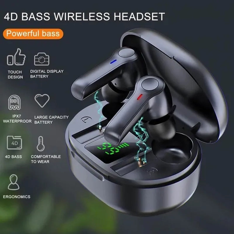 TWS Wireless Bluetooth5.0 Earbuds, HiFi Stereo Sound Bluetooth Earphones, Waterproof Sport Headset, Noise Cancelling Touch Control Headphones with LED Display Charging Case