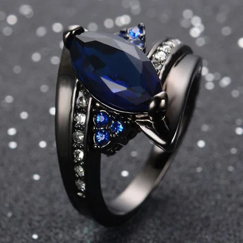 Women's Rings Size 6-10 Black Sapphire CZ 14K Black Golden Plated Wedding Ring (Choice Color and Size )