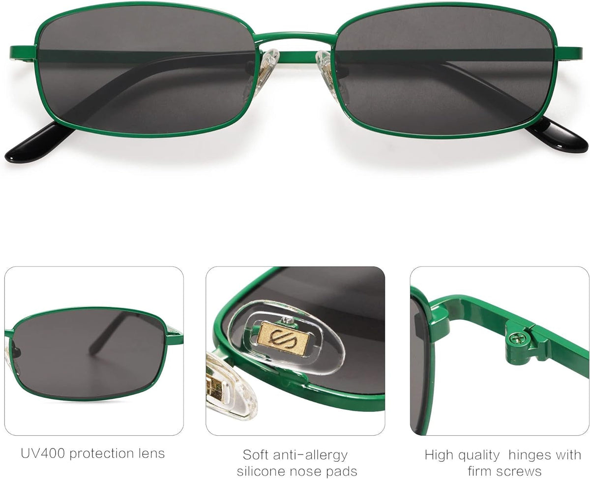 Small Y2k Narrow Rectangle Sunglasses Womens Mens Retro 80s 90s UV400 Sunnies SJ1187