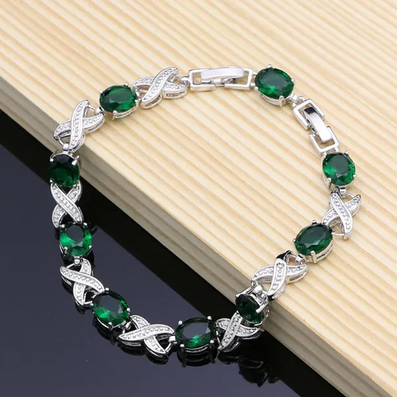 Natural 925 Sterling Silver Jewelry Green Emerald Jewelry Sets Wedding Women Earrings/Pendant/Necklace/Ring/Bracelets
