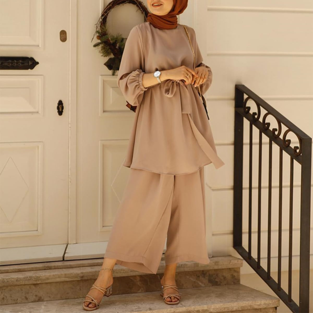 Islamic Muslim Clothes Abayas for Women Muslim Long Sleeve Loose Top