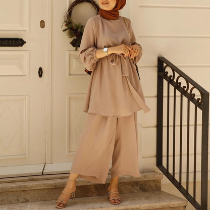 Islamic Muslim Clothes Abayas for Women Muslim Long Sleeve Loose Top