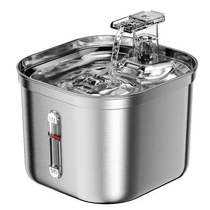 Stainless Steel Cat Fountain With Water Mark Automatic Cats Water Dispenser Filter Pet Cat Ultra Quiet Pump Water Foutain