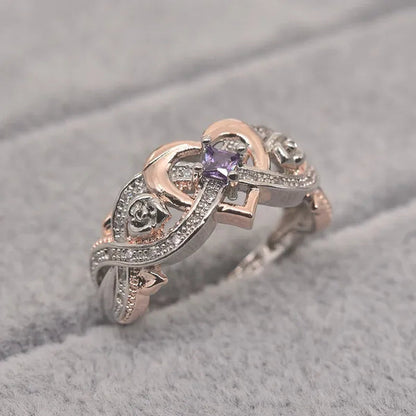 New Rose Princess Square Ring European and American Love Shape Ring Bride Wedding Marriage Ring Size 5-11