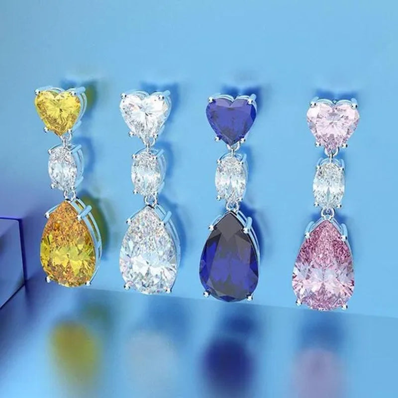 Exquisite Fashion Teardrop Cut Citrine Dangle Gemstone Earrings for Bridal Wedding Party Women Jewelry Gift