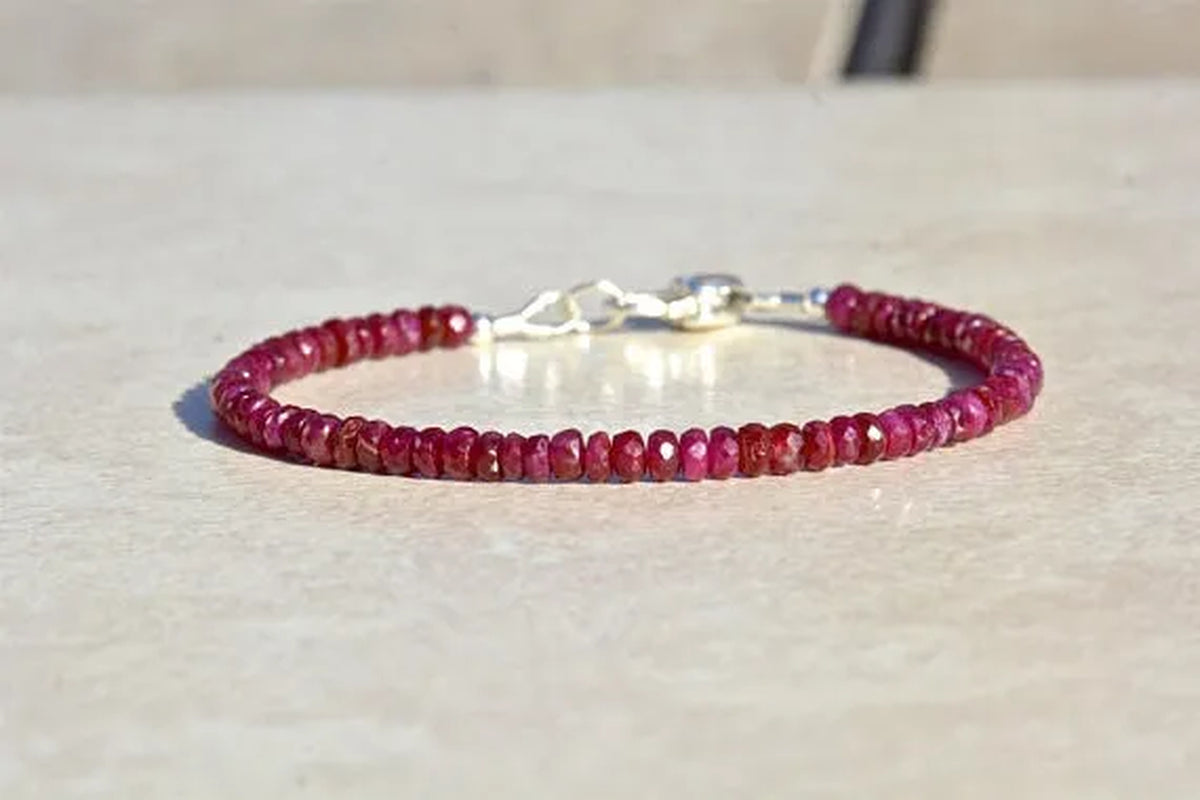 Ruby Bracelet July Birthstone Bracelet Beaded Bracelet Natural Ruby Gemstone Bracelet