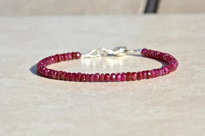 Ruby Bracelet July Birthstone Bracelet Beaded Bracelet Natural Ruby Gemstone Bracelet