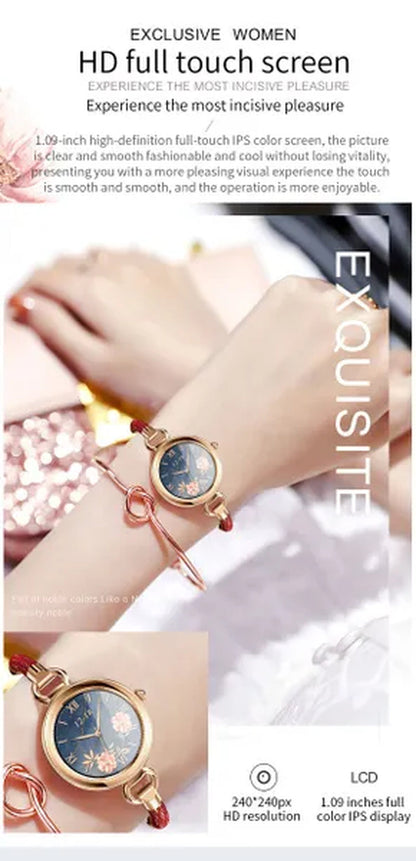Women Lovely Diamond Bracelet Smart Watch Full Touch Screen Sports Fitness Tracker IP67 Waterproof Women's Smartwatch for Android IOS