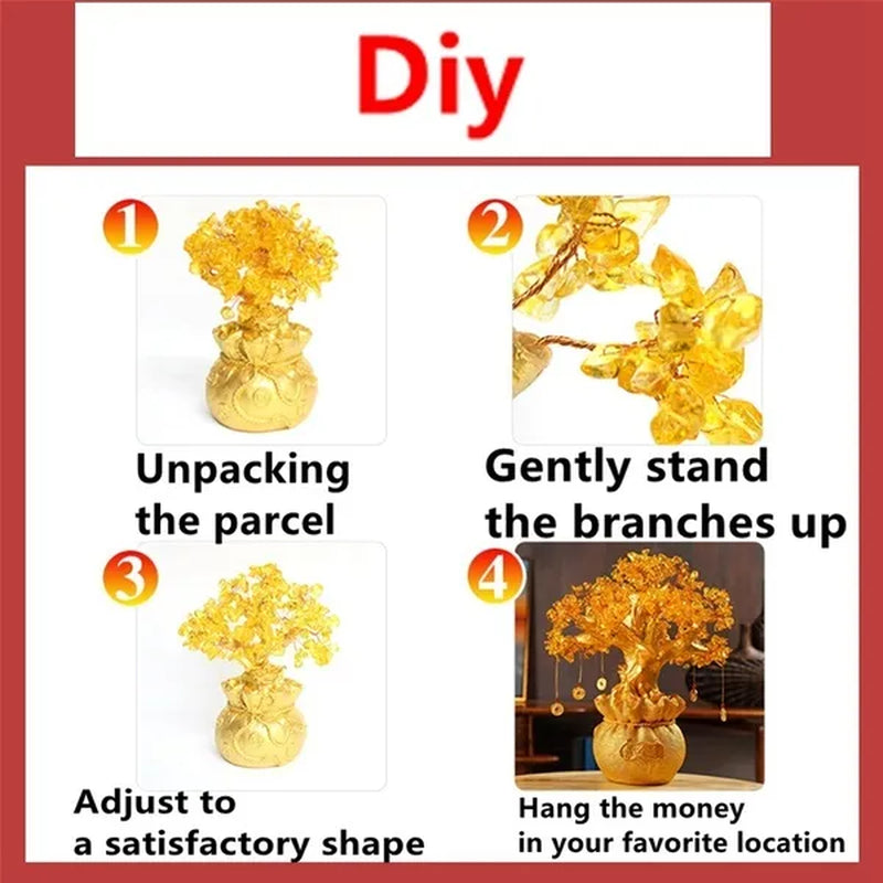 Resin Citrine Feng Shui Money Tree Lucky Tree Home Decoration Ornament Festival Holiday Gifts Bring Wealth