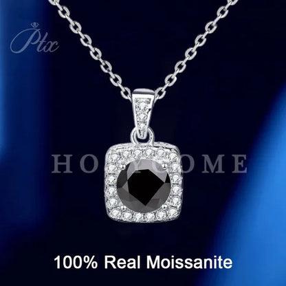 HOLYCOME 100% Real Moissanite Flower Necklace 14K Gold Plated Sterling Silver Necklace for Women VVS Diamond Square Necklace Pendant Jewelry
