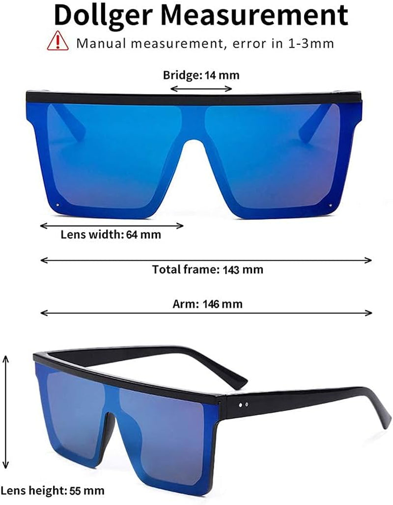 Square Oversized Sunglasses for Women Men Fashion Flat Top Big Black Frame Shades