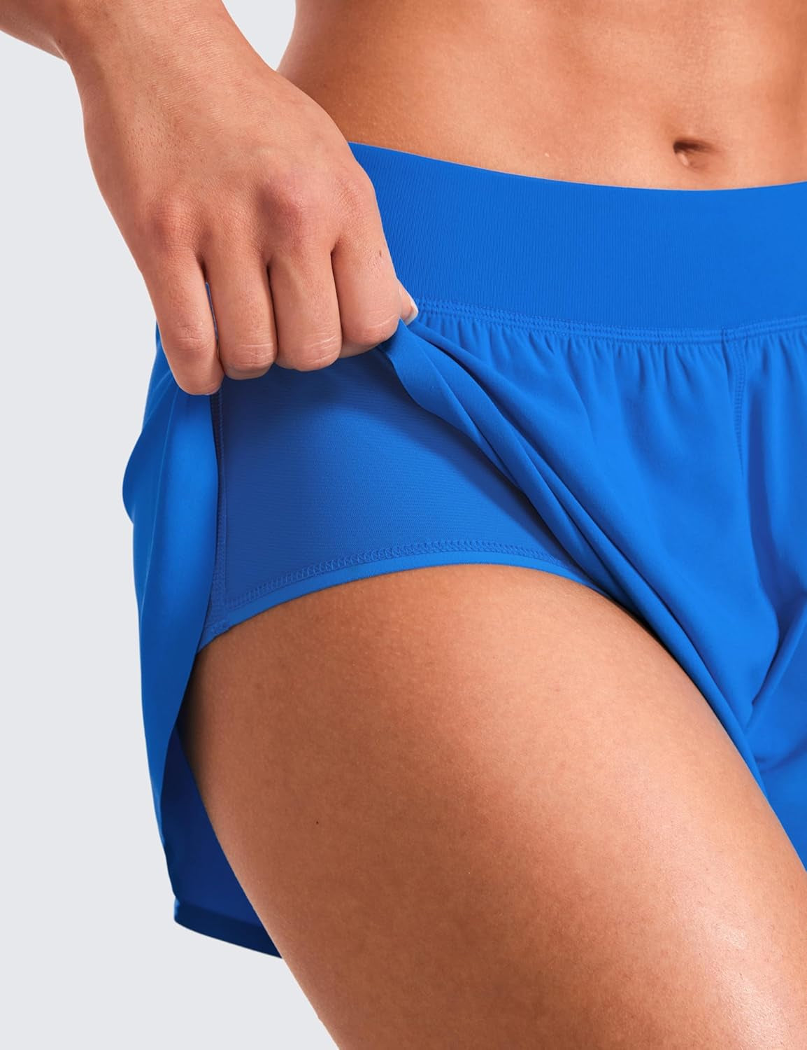 Mid Waisted Dolphin Athletic Shorts for Women 4" Lightweight High Split for Gym Workout with Liner Quick Dry