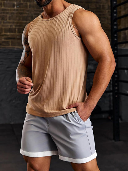 Men'S Ribbed Tank Tops 2 Pack Knit Sleeveless Workout T Shirt Muscle Gym Fitness Tee