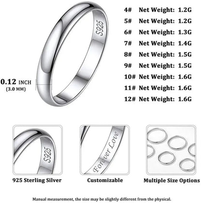 ChicSilver Ring Solid 925 Sterling Silver 2/3mm Thin Plain Dome High Polish Wedding Band Rings for Him and Her Size 4-12