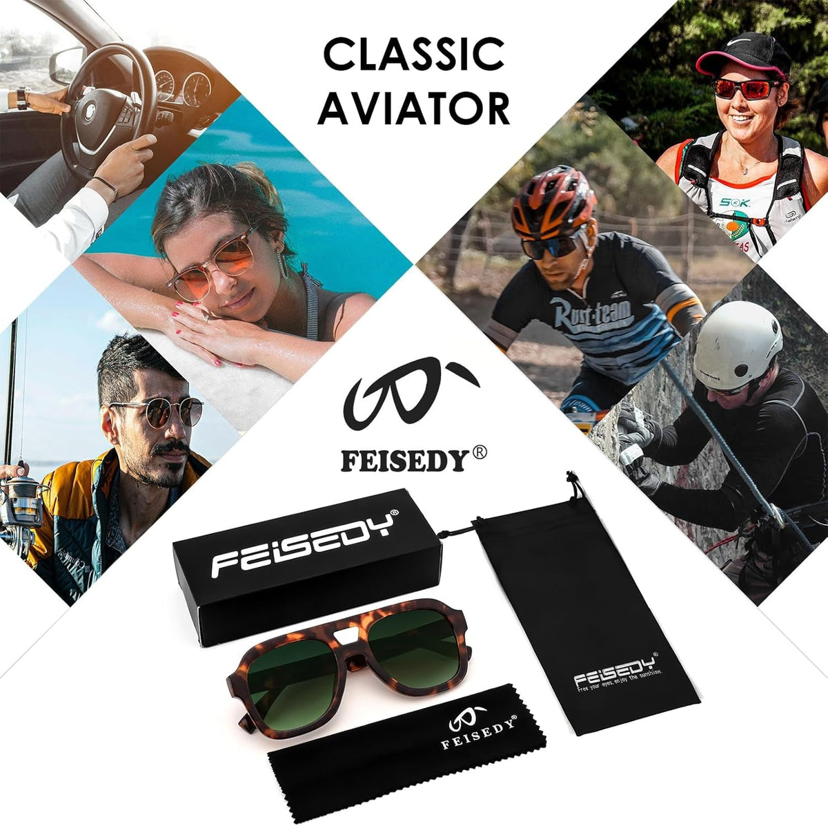 Vintage Aviator Sunglasses Double Bridge Women Men Large Square Thick Frame Trendy Eyewear UV400 B2846