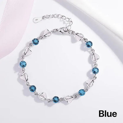 Crystal Bracelets 925 Sterling Silver Fashion Love Heart Zircon Bracelets for Women