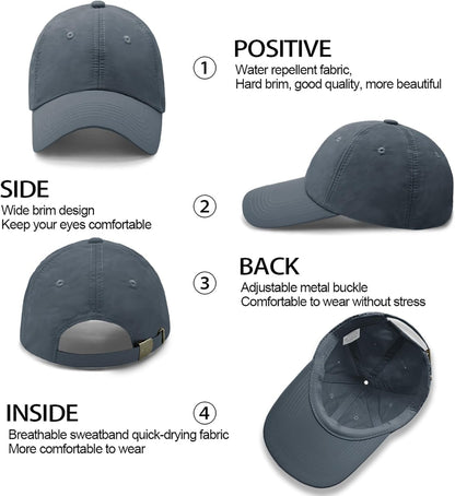 Men Quick Dry Sport Baseball Cap, Men'S Athletic Fitted Cap, Adjustable anti UV Outdoor Sun Hat