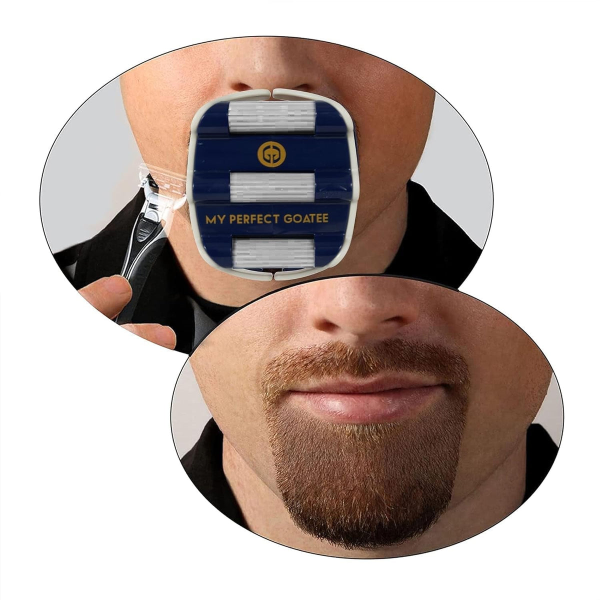 ® Shaving Template - Create a Perfectly Shaped Goatee Every Time - Adjustable Reduces Shaving Time - Shape Goatee and Circle Bead (Version 1.1)