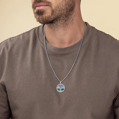 Allah Necklace 925 Sterling Silver Islamic Muslim Necklace Arabic Calligraphy Allah Dog Tag Pendant Islamic Jewelry Gifts for Men Women