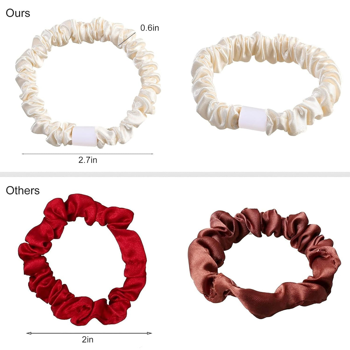 Hair Ties Satin Scrunchies - Small Mini Scrunchy for Women Thick Thin Hair Accessories Cute Soft No Slip Hair Elastics Ponytail Holder for Curly Hair No Damage Hairties Gift for Girls… Champagne