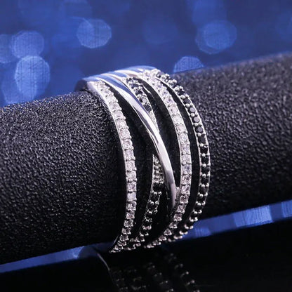 Natural Black Sapphire Diamond Ring Anniversary Gift Engagement Wedding Rings Jewelry Gift for Women Ladies Size 5 6 7 8 9 10