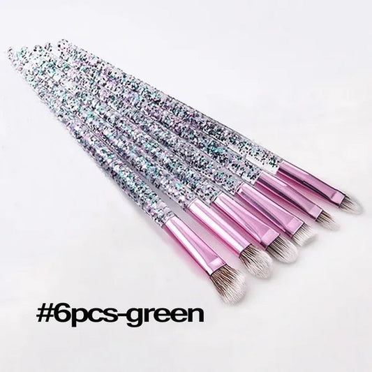 6/10PCS Professional Makeup Brush Diamond Crystal Brush Set Acrylic Handle Foundation Blush Brush Powder Mixed Eye Shadow Tool Kit