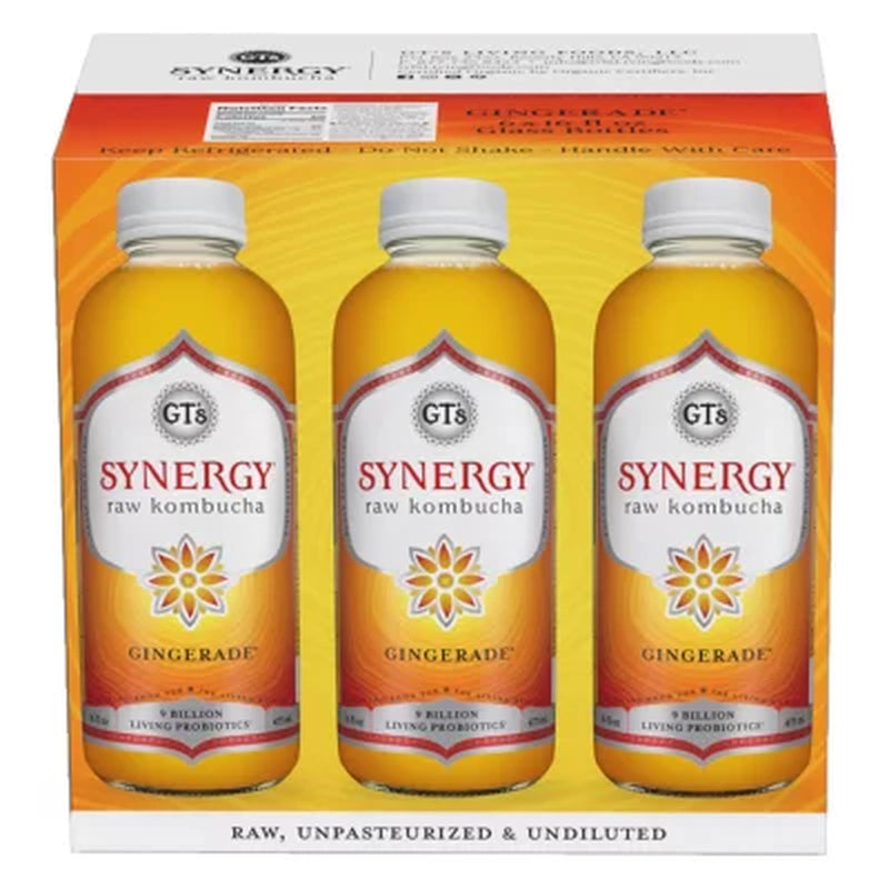 GT'S Organic Raw Kombucha Gingerade 16 Oz. Bottle, 6 Pk.