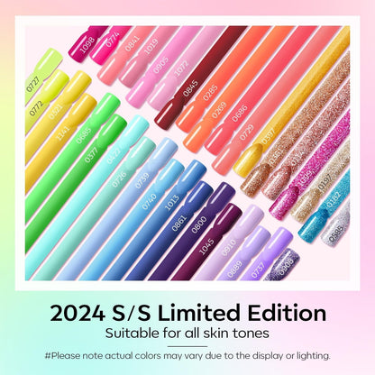 40 Pcs Gel Nail Polish Set, Spring Summer Rainbow Neon Gel Polish Bright Colors Colorful with Base & Top Coat DIY Salon Home Nail Polish Soak Off Nail Art Starter Kit Gift for Girls Women