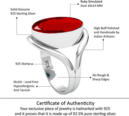 925 Sterling Silver Handmade Ring for Women 10X14 Oval Gemstone Statement Jewelry for Gift (99021_R)