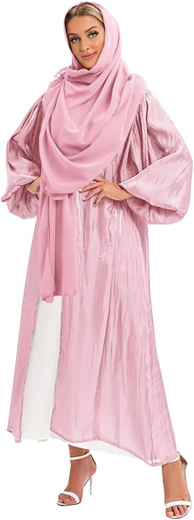 Women Muslim Dubai Hijab Dress Turkey Abayas Robe Bubble Sleeve Eid Open Abaya Islamic Clothing