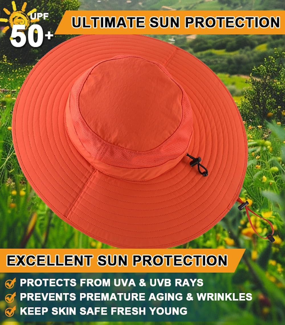 UPF50+ Mens Sun Hat Wide Brim Fishing Hat Foldable Large Brim UV Protection Sun Hat for Men Women Beach Gardening