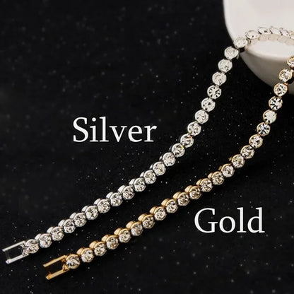 Trendy Romantic Lady Gold Plated Crystal Zircon Beaded Chain Bracelet Women Charm Gorgeous Exquisite Bracelets Valentine's Gift Party Wedding Jewelry