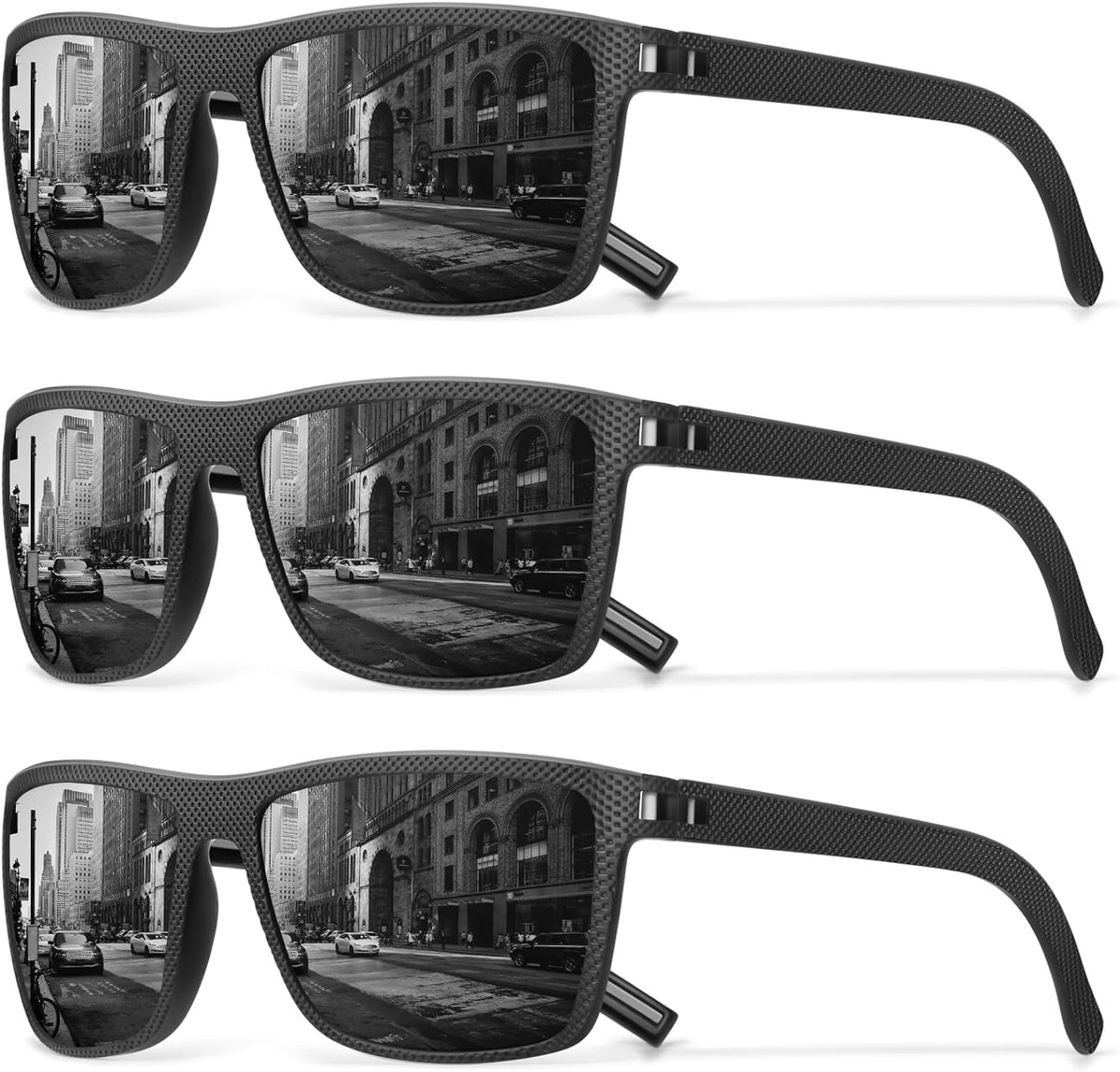 Square Polarized Sunglasses for Men Vintage Style Driving Travel Sun Glasses Lightweight Frame UV Protection Goggles