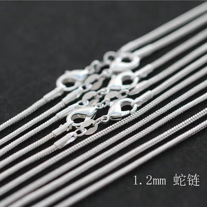 Wholesale Price  High Quality 10pcs/lot Snake Chain Necklaces Pendant 925 Sterling Silver Women Men Wedding Engagement Classic Jewelry Fashion Party Gift