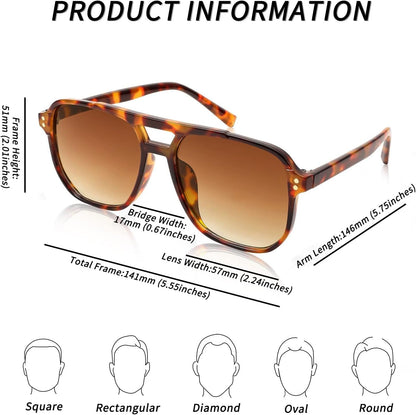 Retro Square Aviator Sunglasses Women Men 70S Vintage Trendy Plastic Frame Sun Glasses B2835