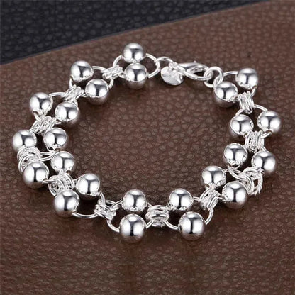 New 925 Sterling Silver Bracelets for Women's Beads Chain Fashion Classic Wedding Party Christmas Gifts Fine Jewelry