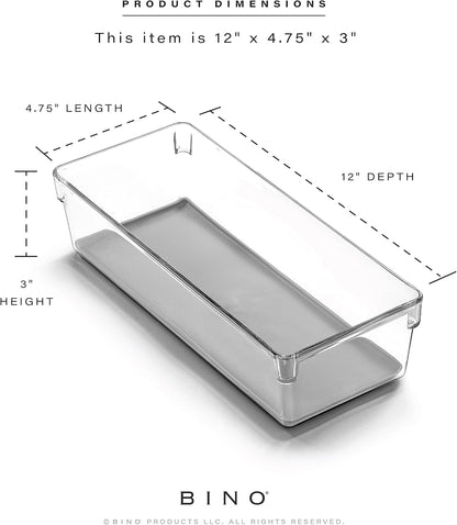 | Oblong Plastic Drawer Organizer Bins, Light Grey- 2 Pack | the ARTISAN+ | Multi-Use Organizer Bins | Soft-Grip Lining and Non-Slip Rubber Feet | Desk Drawer Organizer | Clear Vanity Organizer