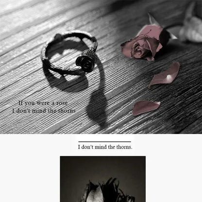 Novel Design Gun Black Plated Rose Flower Rings for Women Jewelry Adjustable Joint Ring Circle Womens Party Valentine's Day Gifts