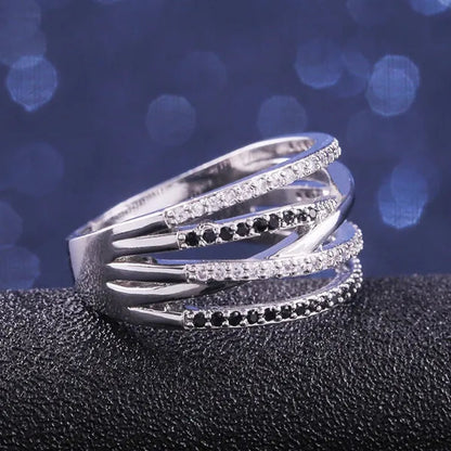 Natural Black Sapphire Diamond Ring Anniversary Gift Engagement Wedding Rings Jewelry Gift for Women Ladies Size 5 6 7 8 9 10