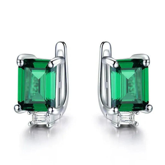 Majesty Diamonds MDS210246 Cushion Green Nano Emerald Dangle & Drop Earrings in 0.925 White Sterling Silver